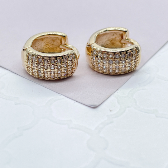 18k Gold Layered Extra Small Pave Cubic Zirconia Hoop Earrings – Bella  Joias Miami