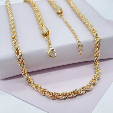 Mens Gold Necklace, 5MM 18K Gold Rope Chain Necklace Mens Jewelry