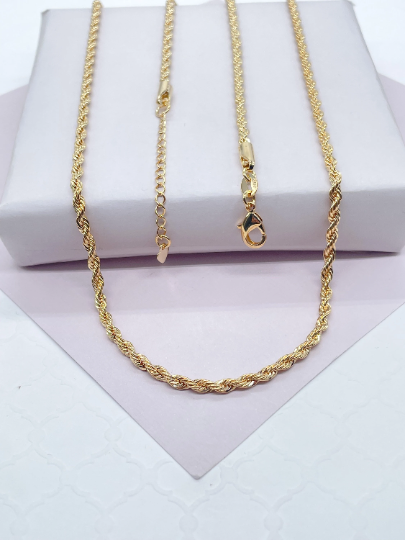 2.5MM Rope Necklace Skinny Rope Necklace Chain 18K Gold Filled Chain Choker Necklace  Rope Choker 