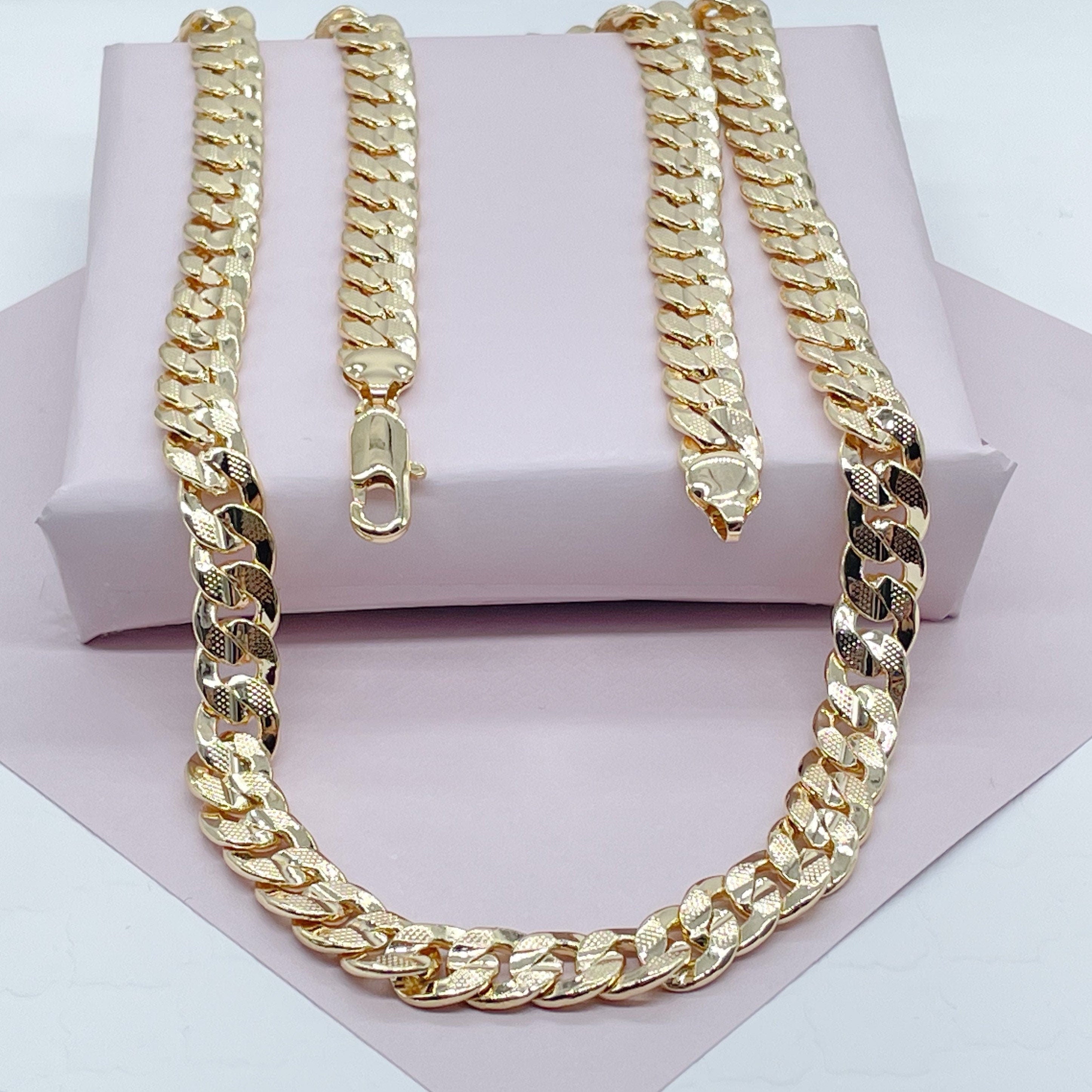 18k Gold Chain Necklace Mens Chains Cuban Curb Thick 5mm Gold -  Israel