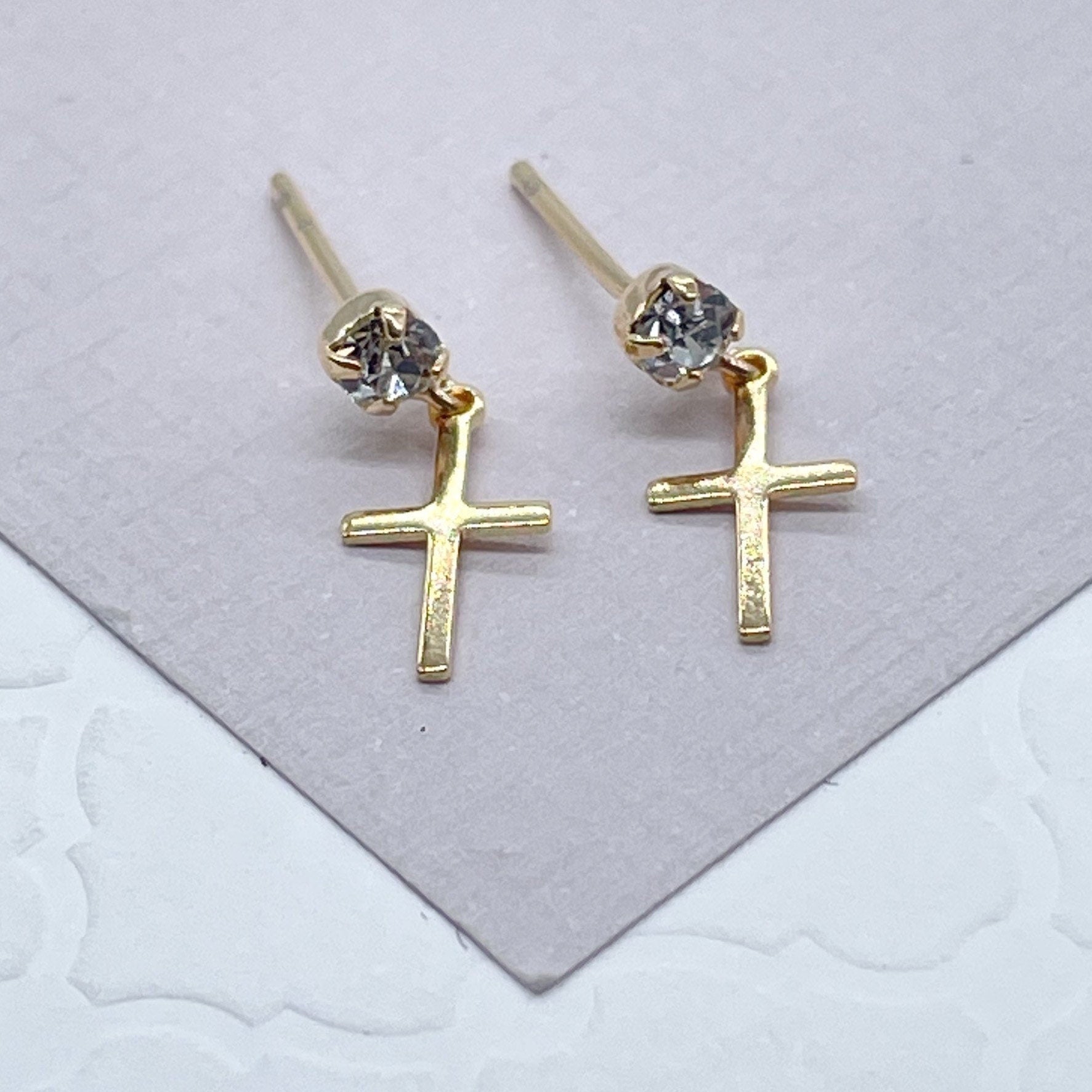 Tiny cubic zirconia stud on sale earrings