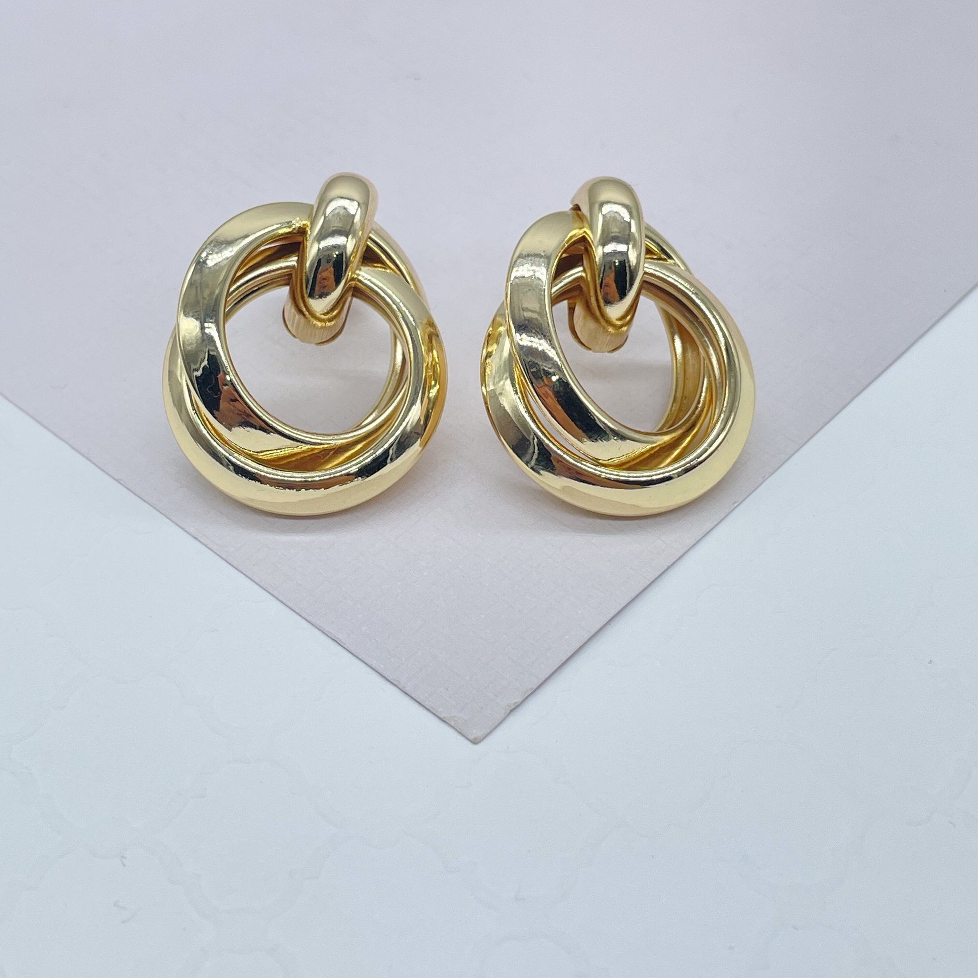 18k Gold Filled Doubled Layered Soft Angled Earrings