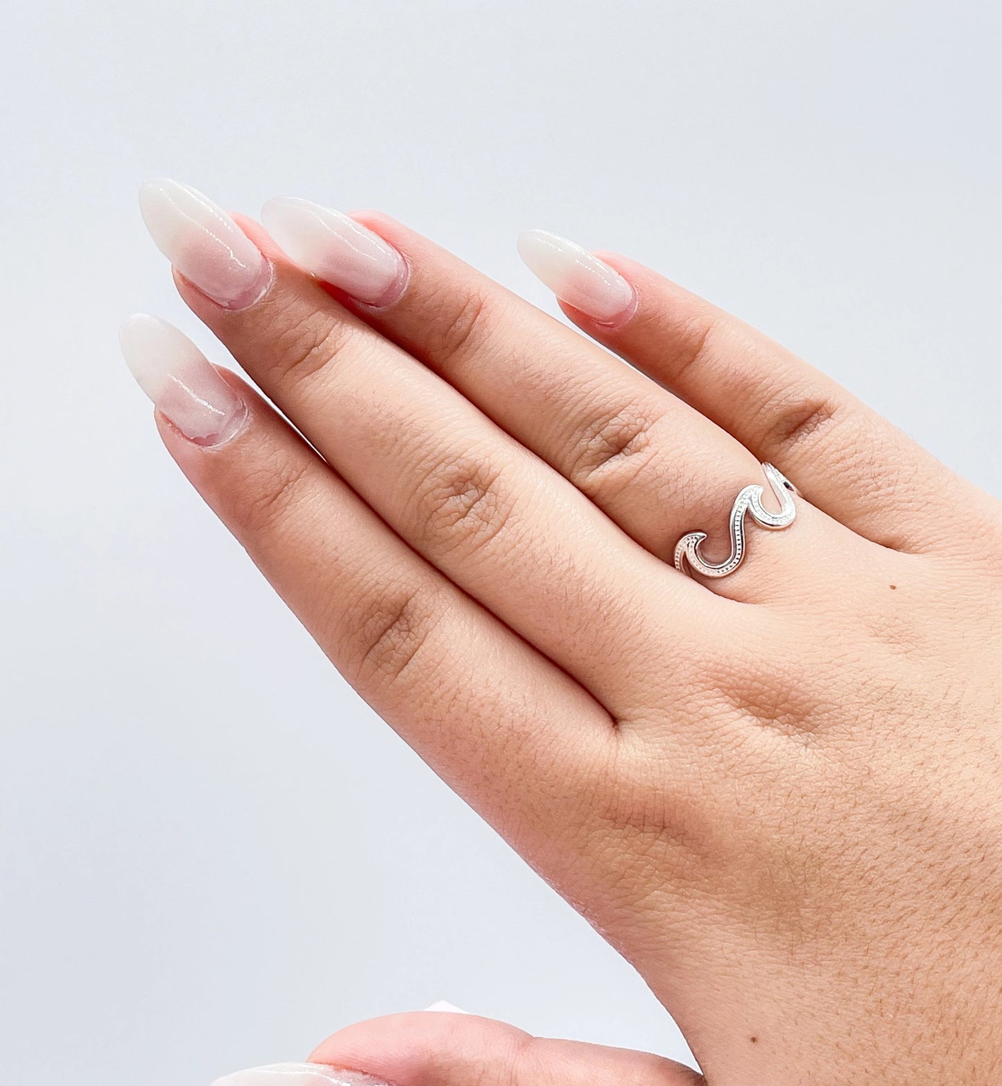 925 Sterling Silver Plain Beach Wave Ring