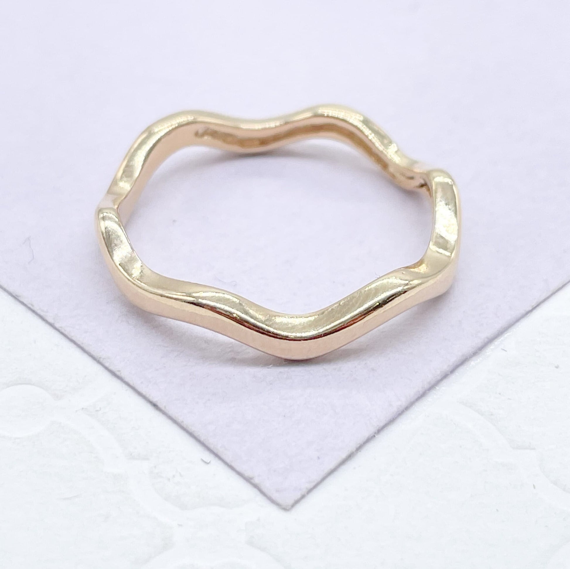 18k Gold Filled Plain Smooth Wavy Ring