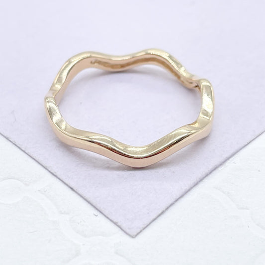 18k Gold Filled Plain Smooth Wavy Ring