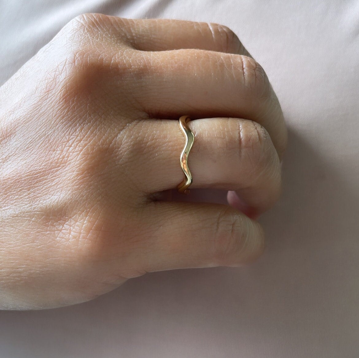 18k Gold Filled Plain Smooth Wavy Ring