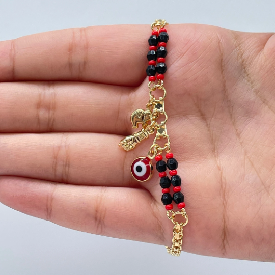 New 14K Gold Azabache Baby Bracelet (Protection From Evil Eye) Mano de –  Jewelry And Perfumes