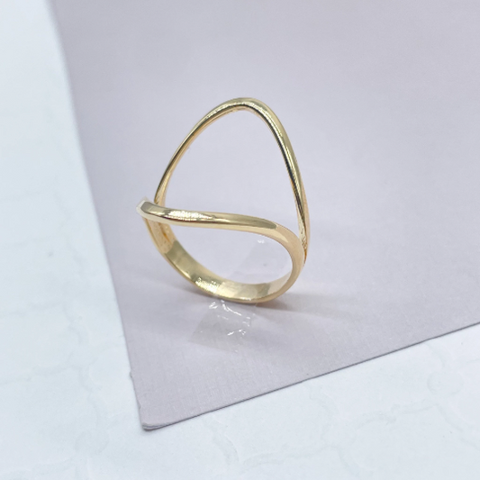 18k Gold Layered Egg Shape Open Ring, Simple Ring Wholesale Jewelry Supplies