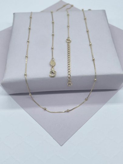 18k Gold Layered Ultra Thin 0.6mm Satellite Chain