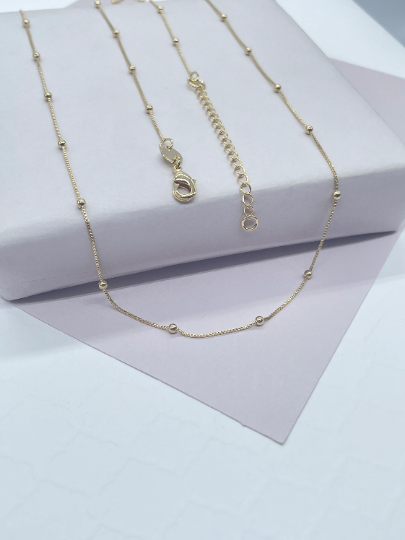 18k Gold Layered Ultra Thin 0.6mm Satellite Chain