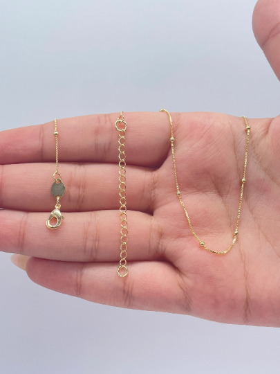 18k Gold Layered Ultra Thin 0.6mm Satellite Chain