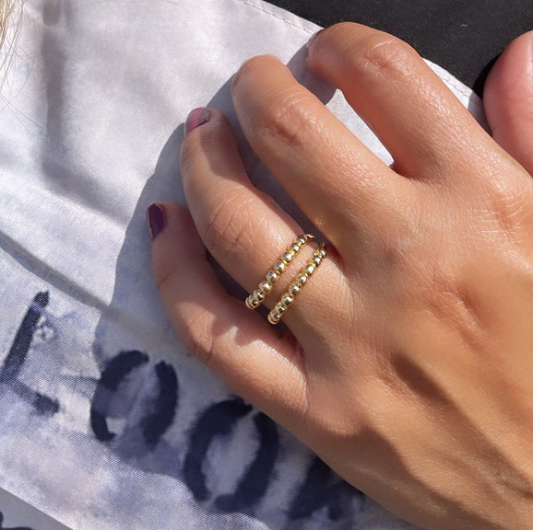 18k Gold Layered Plain Beaded Ring