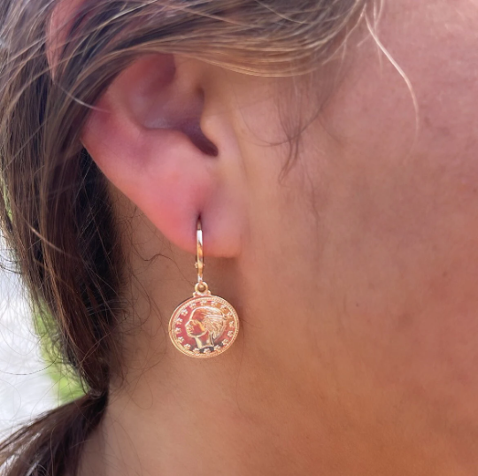 18k Gold Layered Coin Drop Earrings