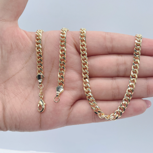 18k Gold Layered 5mm Cuban Link Chain, Wholesale Jewelry Making Supplies