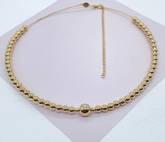 18k Gold Layered Hard Omega with Small and Medium Gold Beads