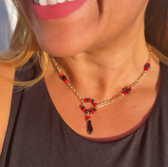 Meghan Browne Coach Red and Black Necklace