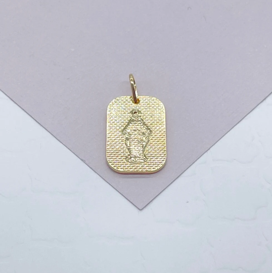 18k Gold Layered Jesus Plate Charm With Diamond Cut Detail   And Jewelry Making Supplies Dainty Pendant