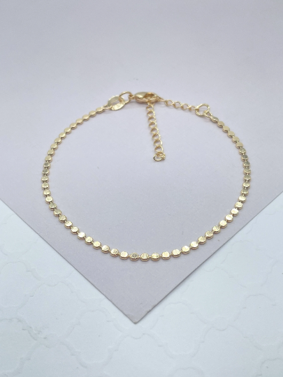 18k Gold Layered Flat Beaded Bracelet