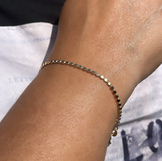 18k Gold Layered Flat Beaded Bracelet