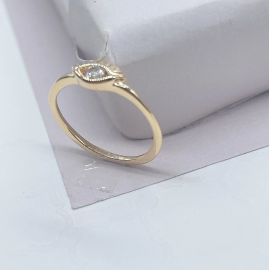 18k Gold Layered Simple Gold Zirconia Eye Ring