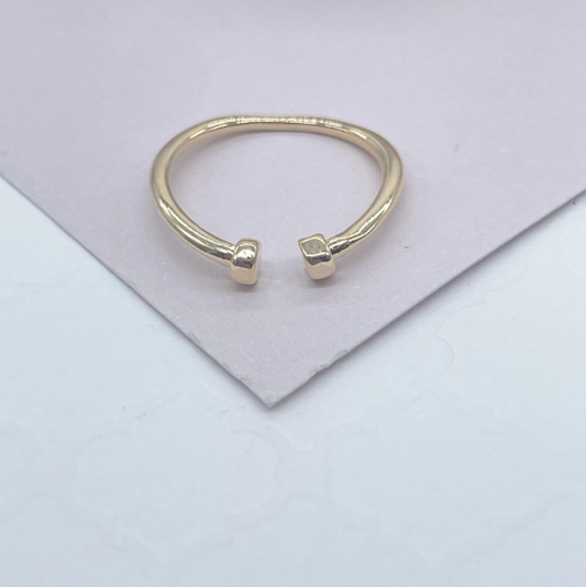 18k Gold Layered Adjustable Solid Mid Ring