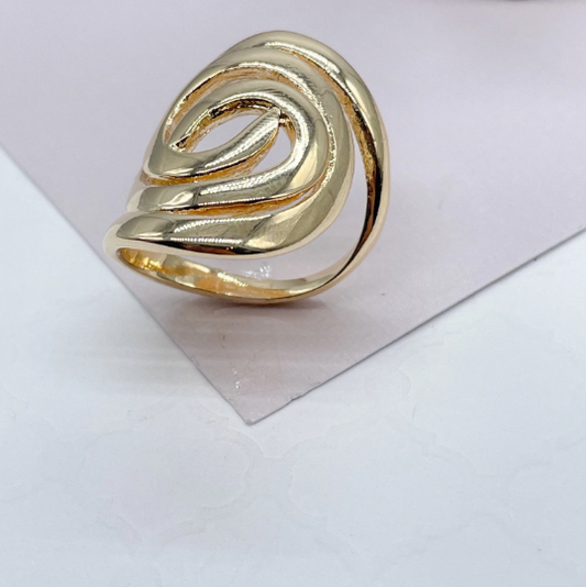 18k Gold Layered Plain Swirly Gold Ring