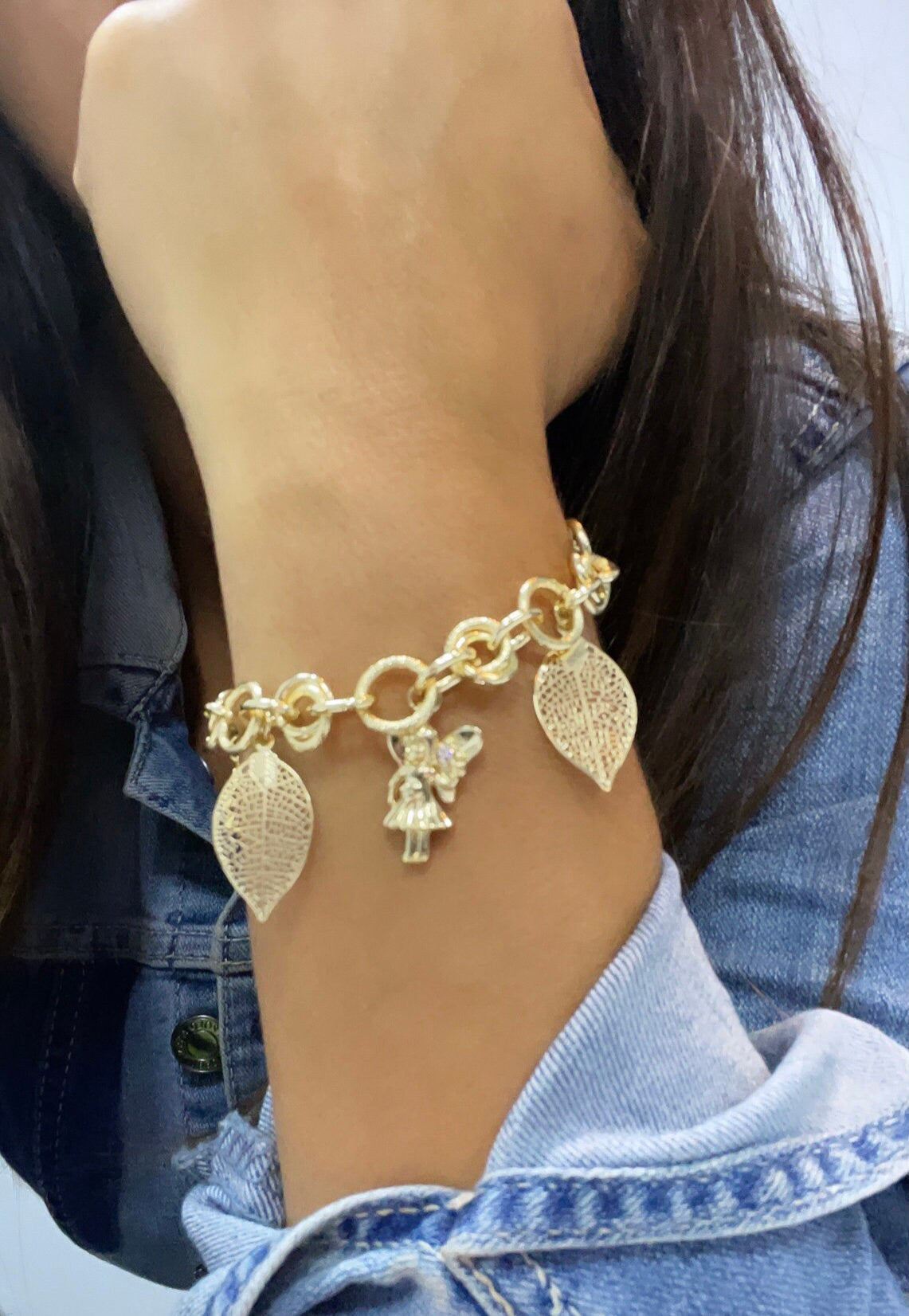 Buy Yellow Chimes Women Silver-Toned With Different Charms Hanging Bracelet  online