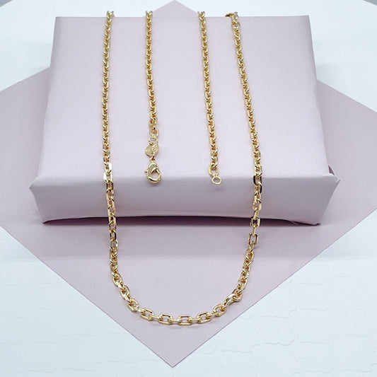 18k Gold Layered Cable Link Chain 3mm Necklace For Wholesale And Jewelry Supplies