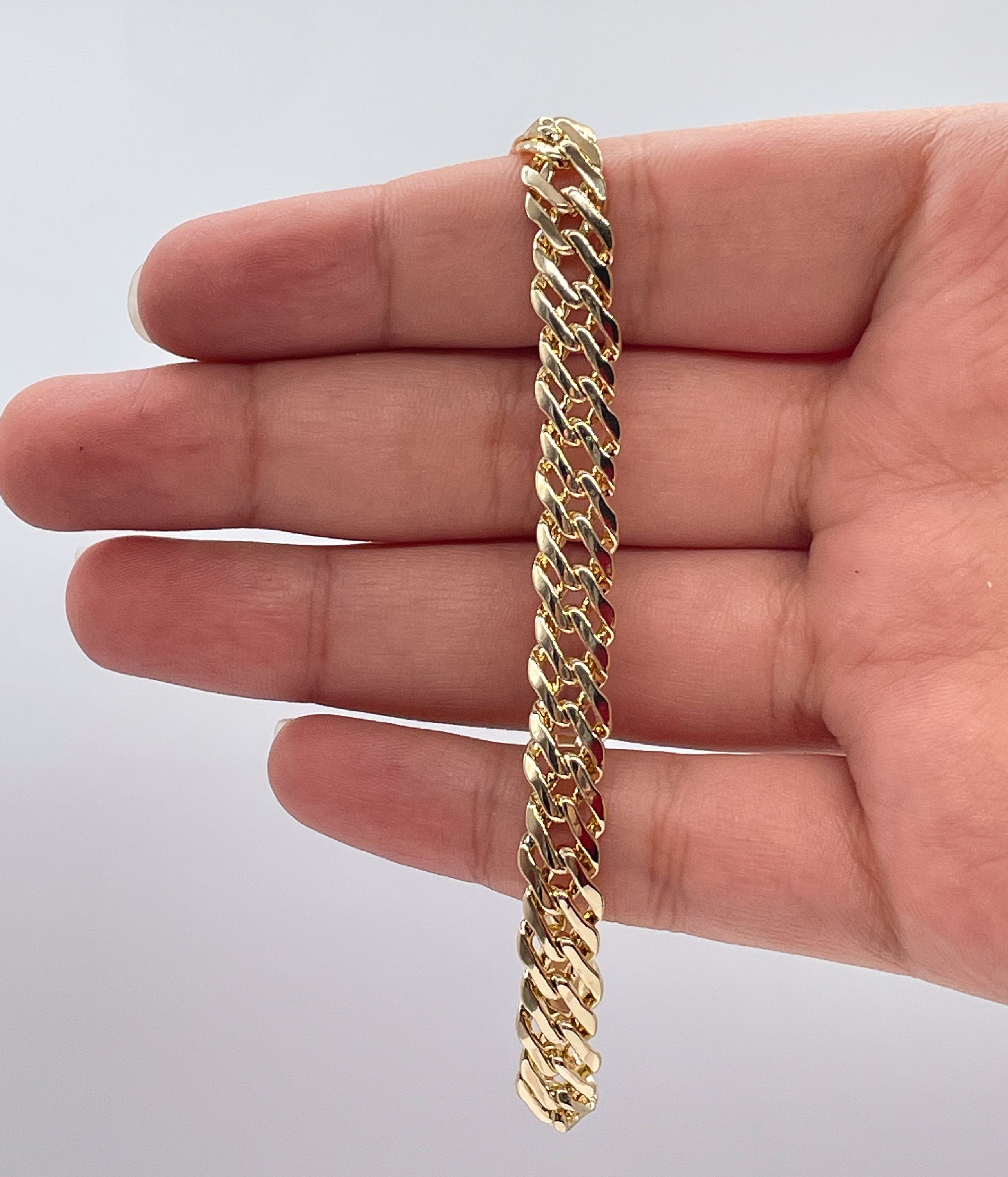 18K Gold Filled Three Toned 13mm Double outlet Cuban Link Bracelet For Wholesale Jewelry Bracelet Making And Findings