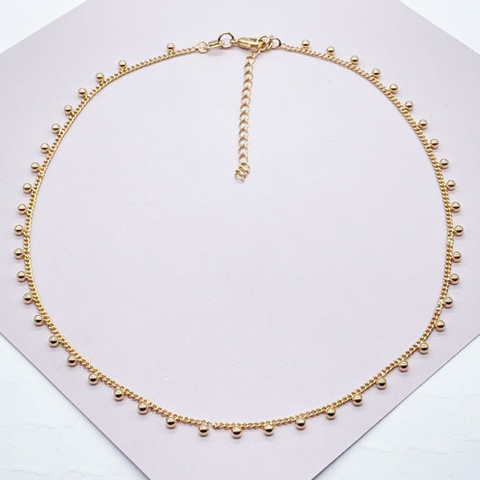 18k Gold Filled Little Dots Choker Hanged in Curb Chain