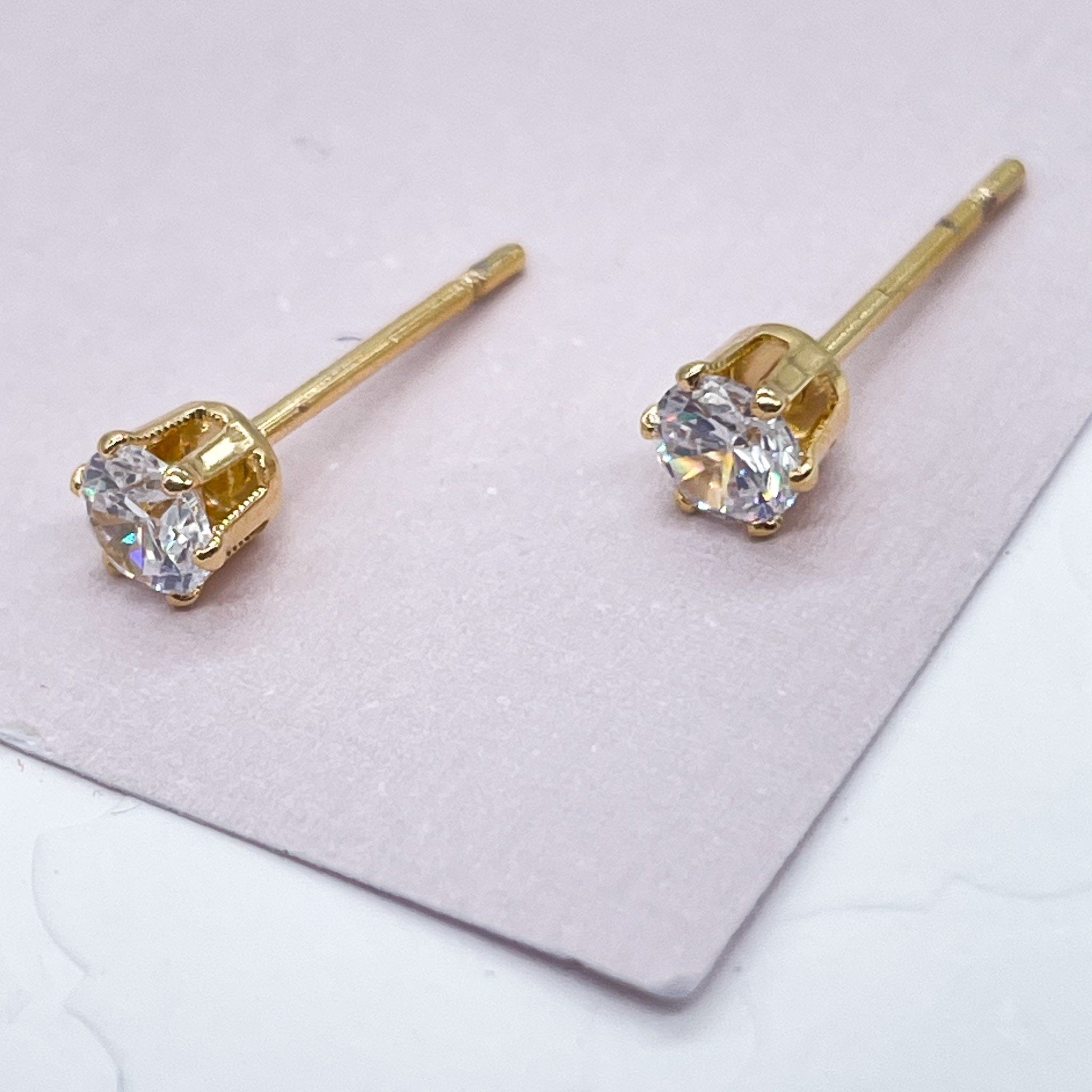 Bella Studs · 14k Gold filled cubic zirconia stud high quality earrings ·Small tiny ear studs · simple earrings dainty delicate minimalist ear stacks