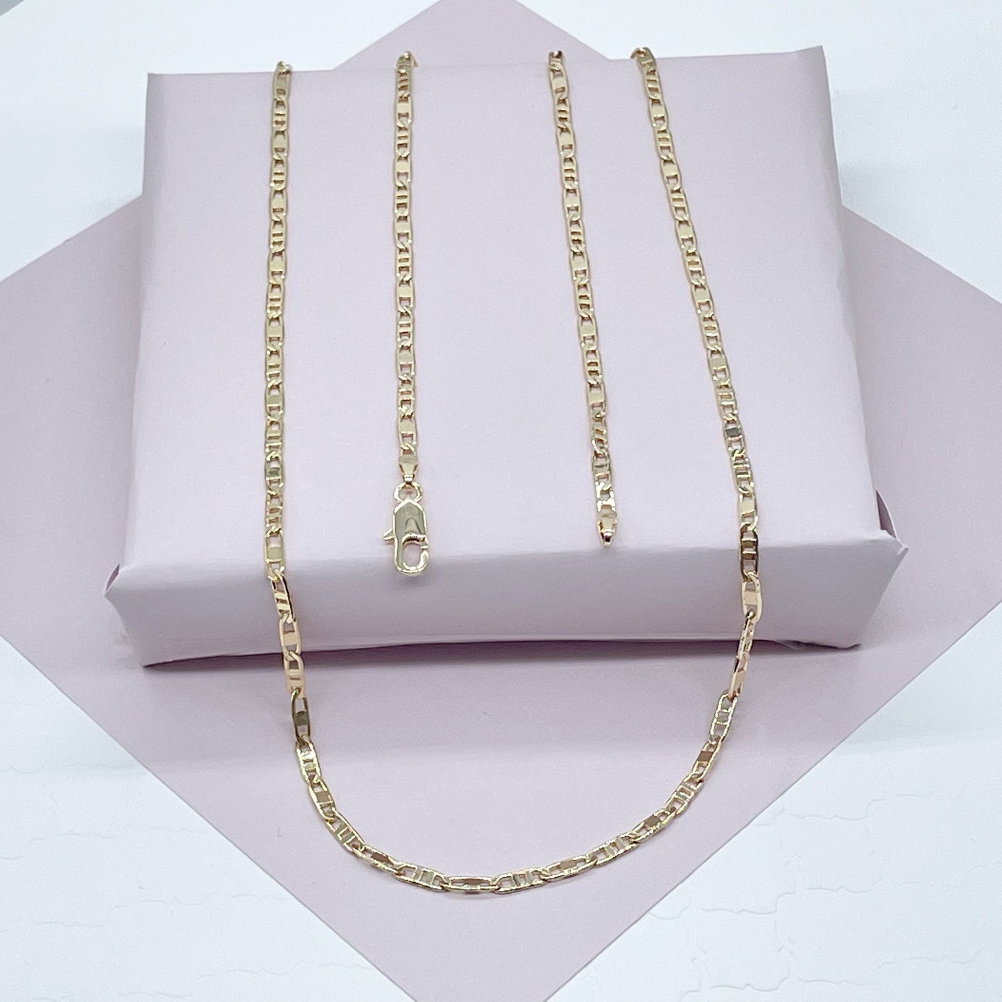 18k Gold Filled Thin Mariner Chain 3mm Necklace   and Jewelry Supplies