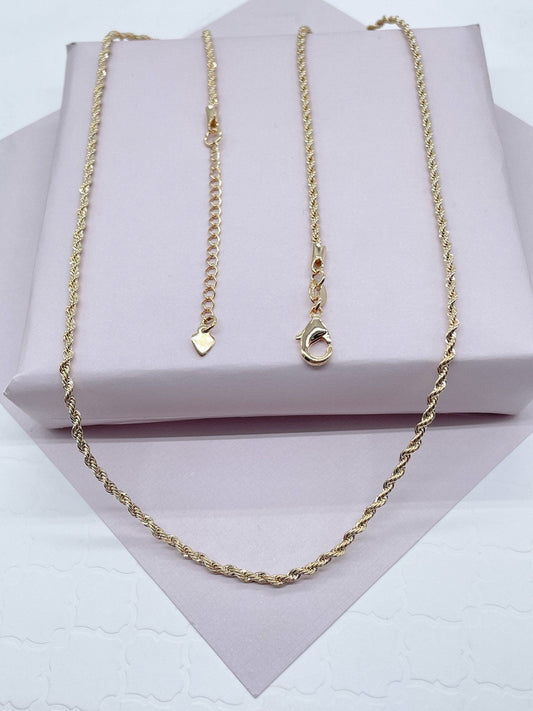 18k Gold Layered Rope Chain 1mm Necklace