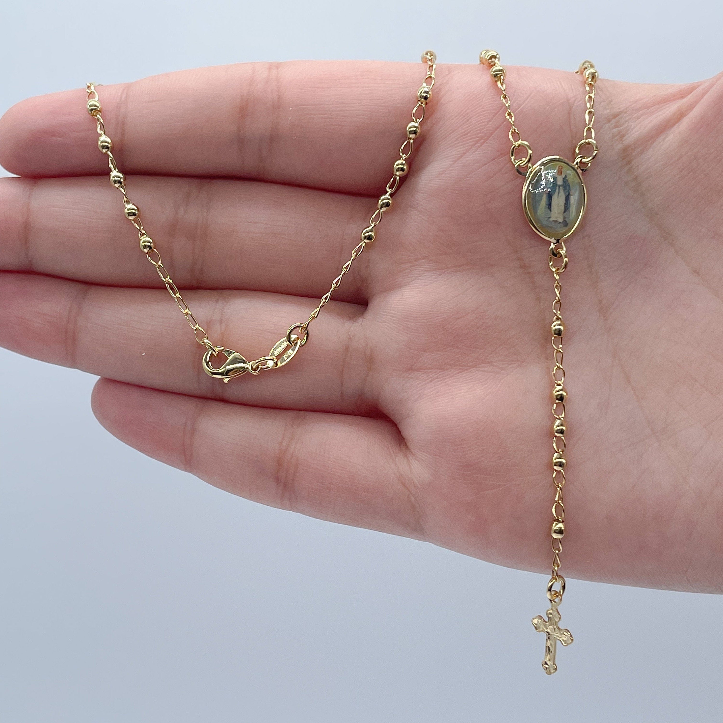 Small gold on sale rosary necklace