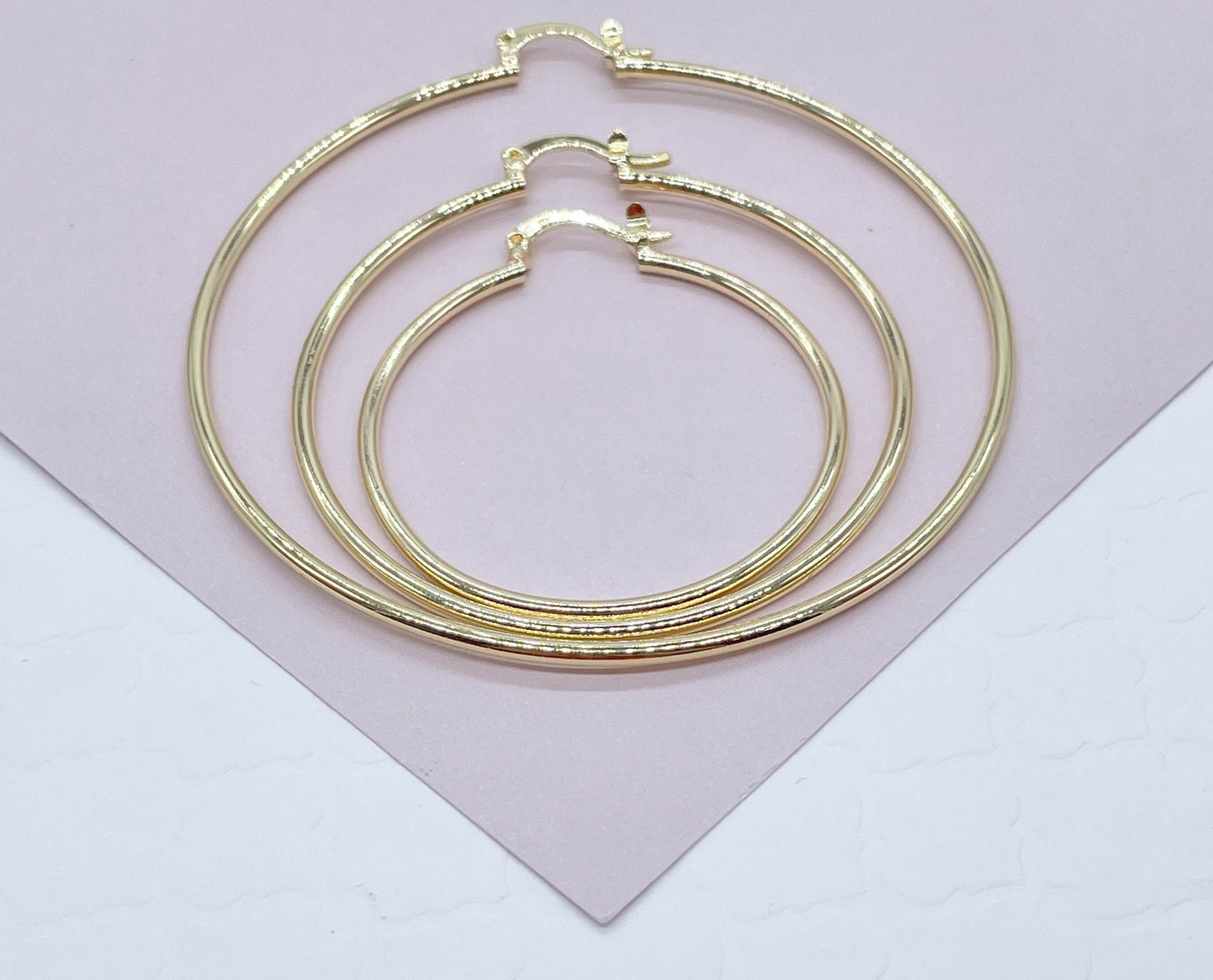 Light 18k Gold Filled Ultra Thin Hoops 1.7mm Thickness In S, M, L Sizes   And Jewelry Making Supplies