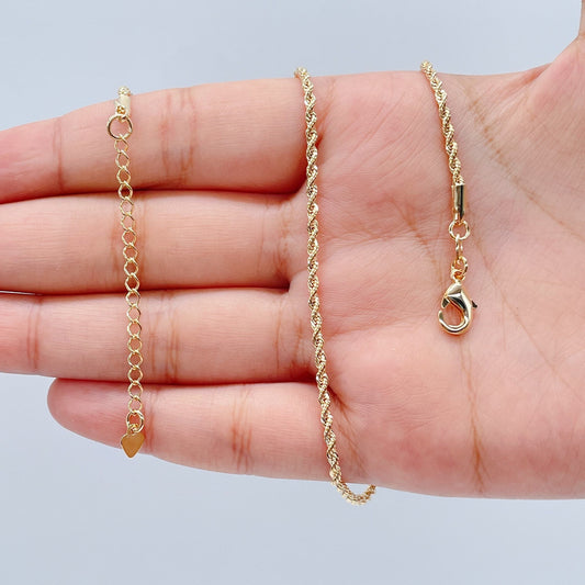 18k Gold Layered Rope Chain 1mm Necklace