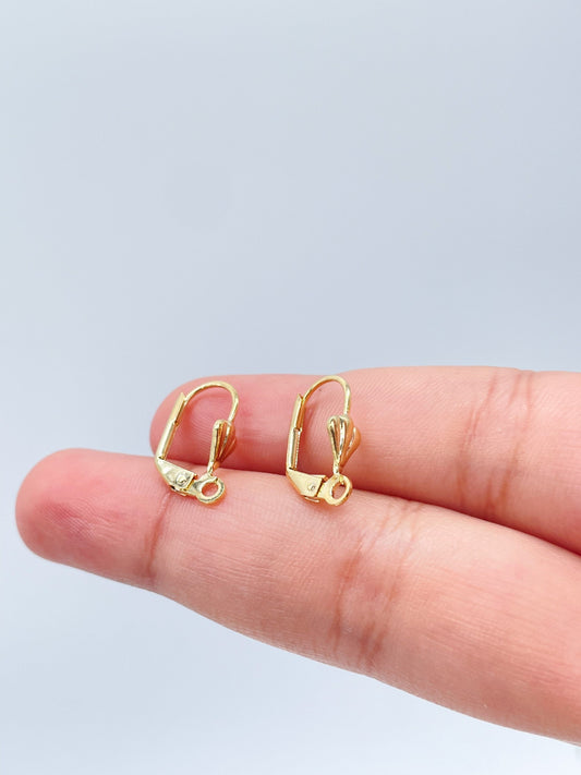 18k Gold Layered Lever Back Hook Clasps Wholesale Findings Jewelry Making For