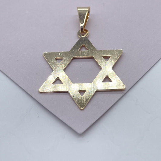 18k Gold Layered Plain Star of David Pendant Jewish Star Charm Israel Nation