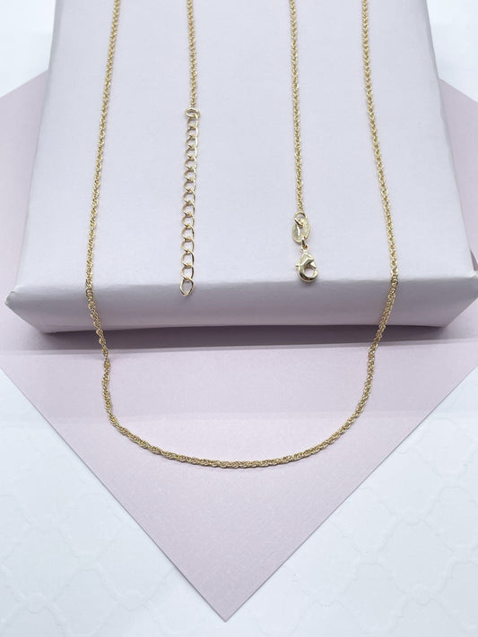 18k Gold Layered 1mm Wheat Chain Available In Sizes 16” , 18”, 20”, 22” & 24” For