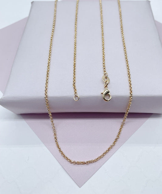 18k Gold Layered 1mm Rolo Chain Necklace for Wholesale Jewelry Making Supplies