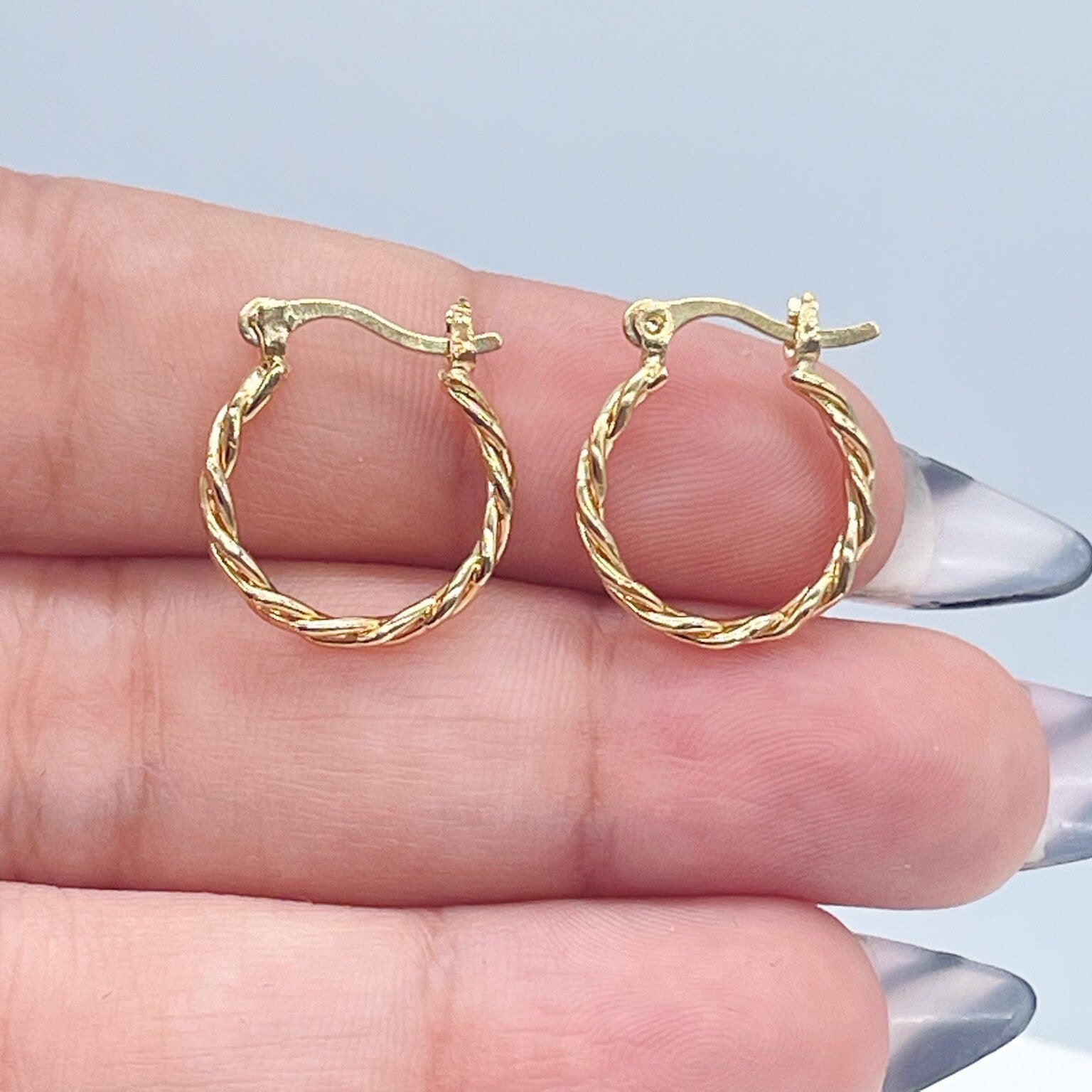 18k Gold Layered 15mm Twisted Hoop Earrings Wholesale Jewelry Making  Supplies