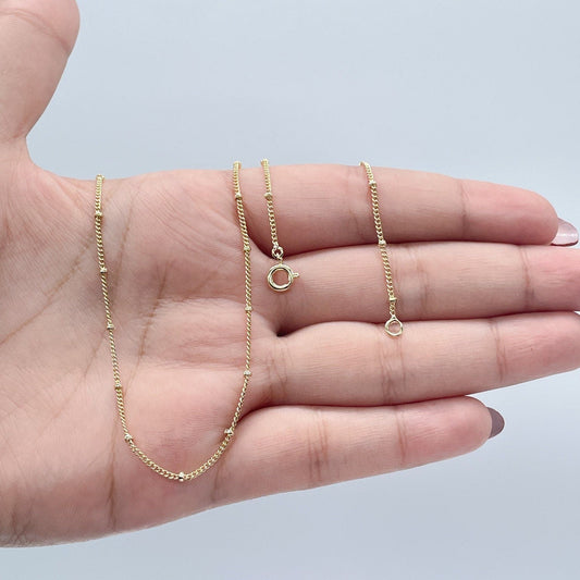 18k Gold Filled 1mm Satellite Chain Featuring Curb Link Style