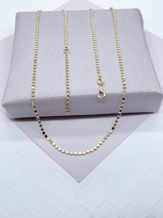 18k Gold Filled Flat Beaded Necklace