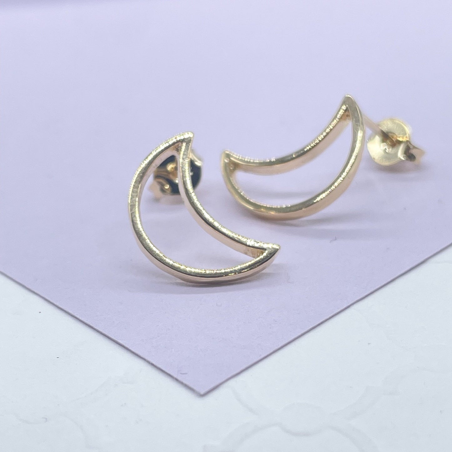 18k Gold Filled See Through Moon Shaped Studs