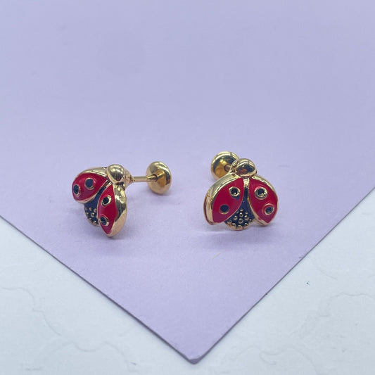 18k Gold Filled Lady Bug Stud Earring