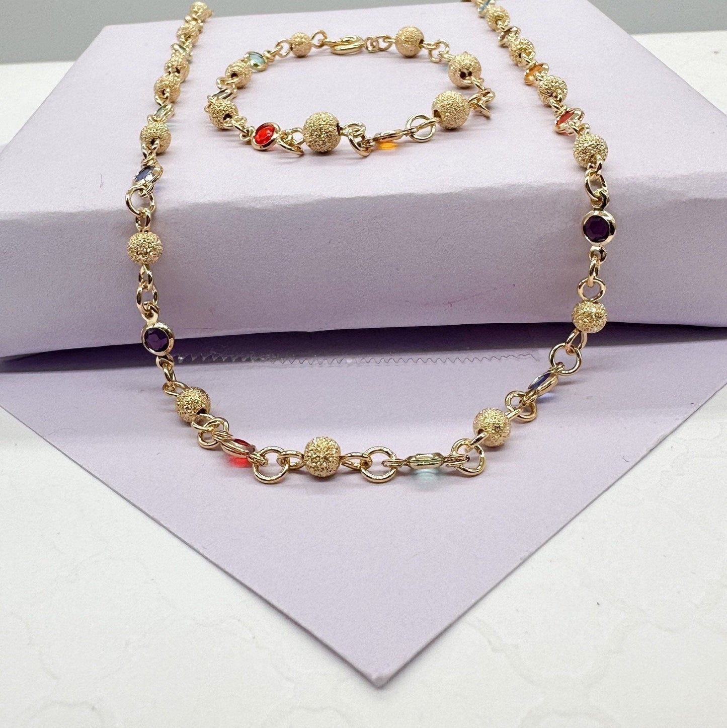 18k Gold Filled Kids Colorful Beaded set