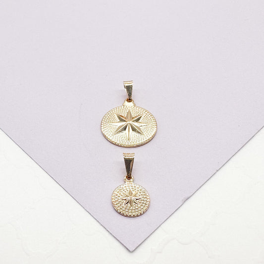 18k Gold Filled Northern Star Medal Pendant