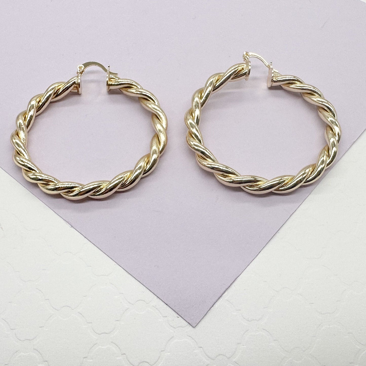 18k Gold Filled Dial Twisted Hoop Earrings