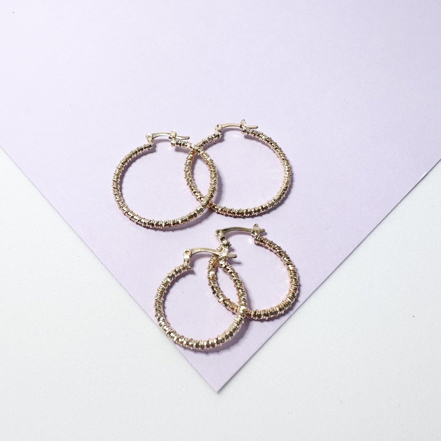 18k GoldFilled Crushed Textured Hoop Earrings