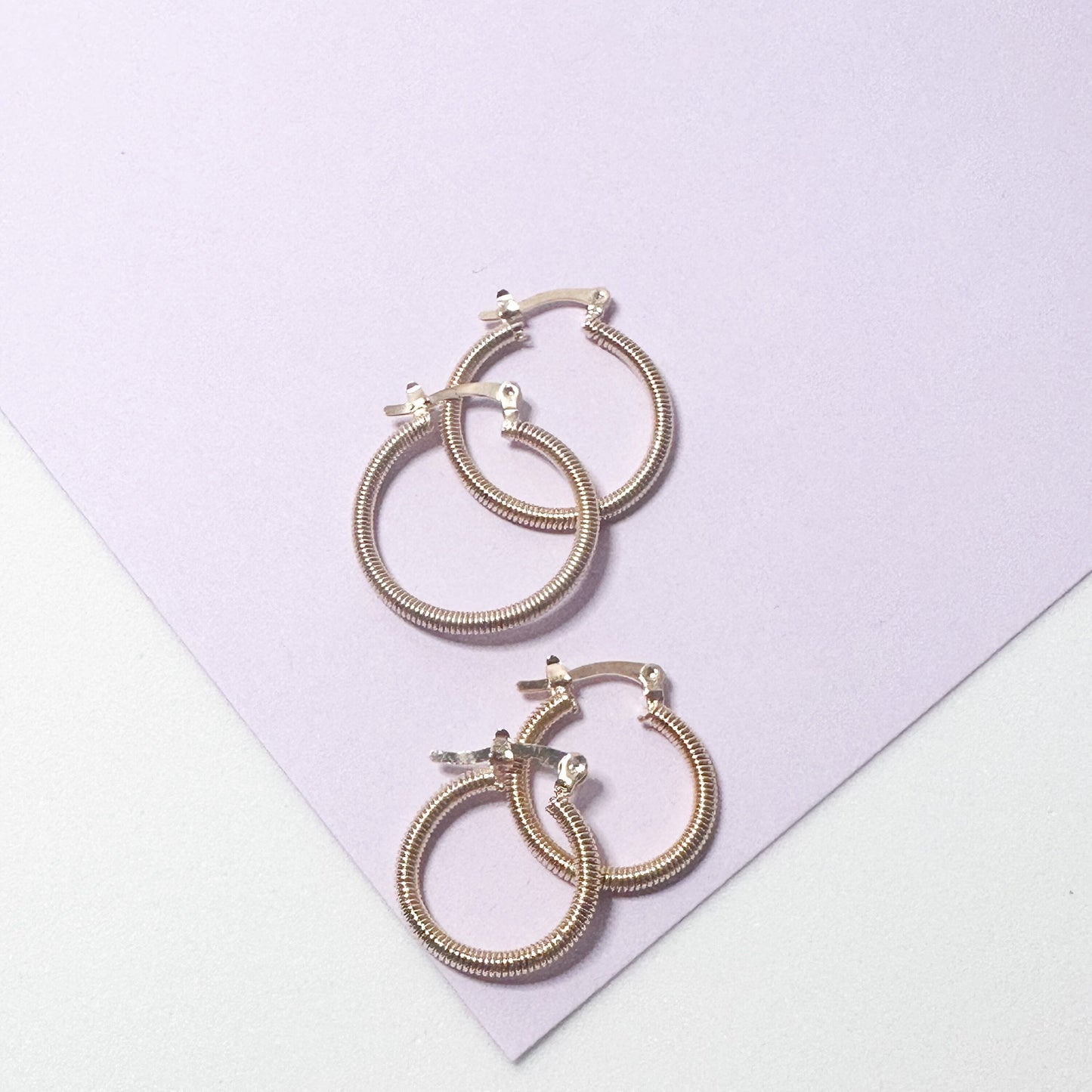 18k Gold Filled Thin Twisted Hoop Earrings in 2 Sizes